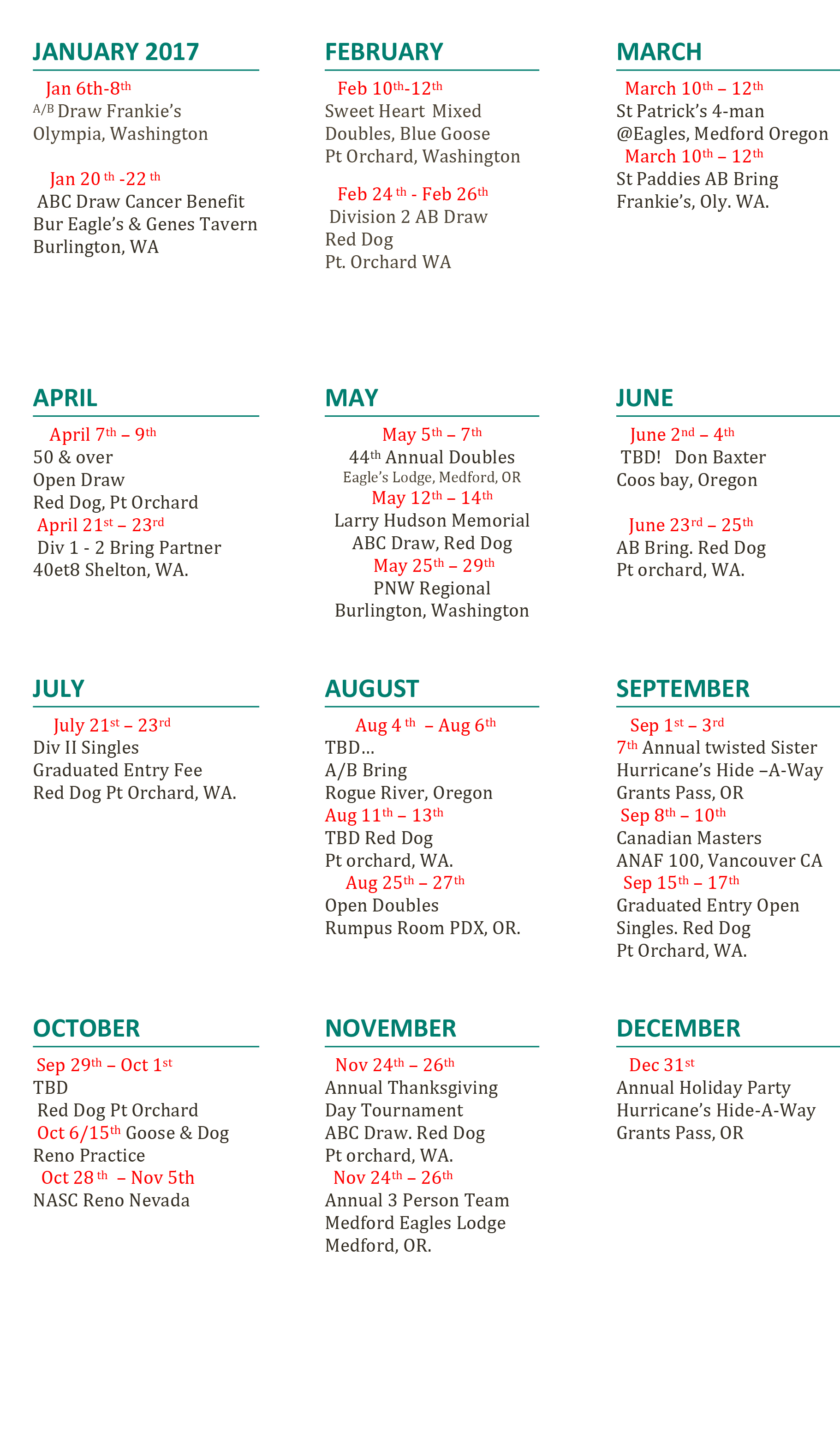 Table Shuffleboard Association site